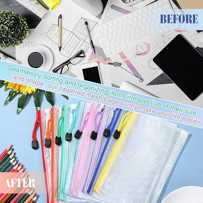 Jetec 32 Pcs Mesh Zipper Bags Toy Storage Bikini Organizer Bag Bolsas Para Guardar Trajes De Bano Waterproof Zipper Reusable Pouch Puzzle Multipurpose for Storage Office(Cute Color,7.5 x 5 Inch)