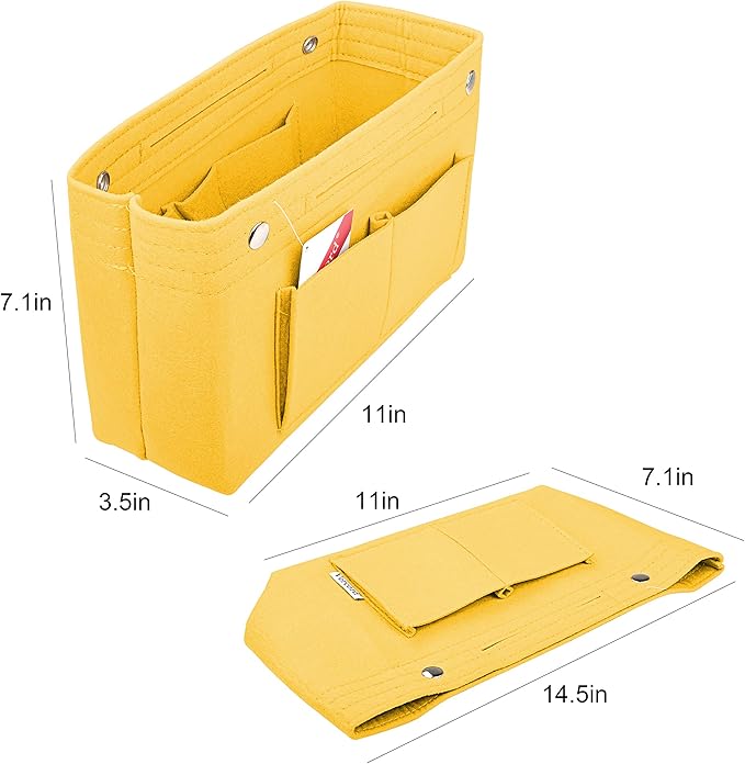 Vercord Felt Purse Tote Organizer Insert Divider Inside Handbag for Women Medium Yellow
