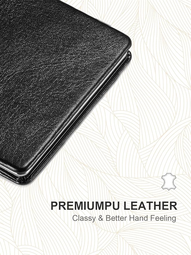 OMIRO Compact Mirror, Classical PU Leather 1X/3X Magnification, Pocket Ultra Portable for Purses and Travel (Black)