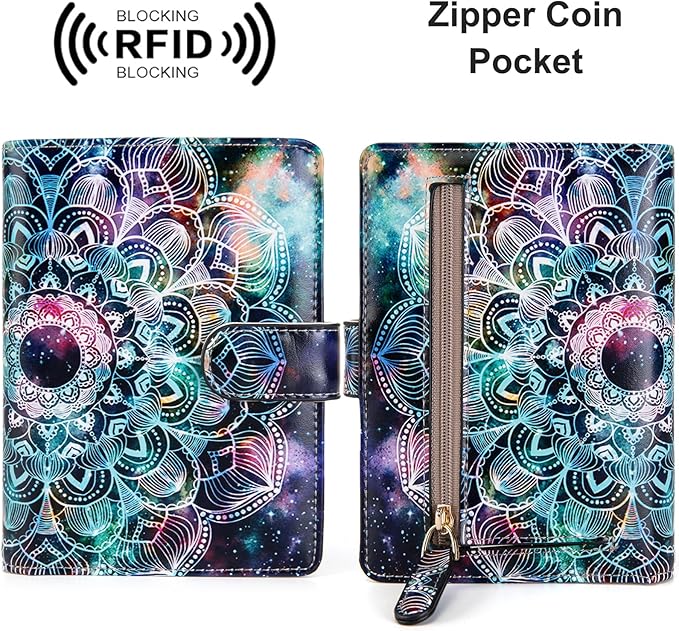Passport Holder for Travel Essentials, RFID Blocking Passport Wallet Cover with Magnetic Closure, Passport Book Holders for Women and Men (Mandala in the Galaxy)