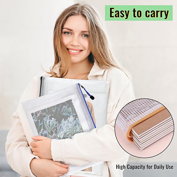 EOOUT 14pcs Zip Pouch Organizers, Mesh Bags with Zipper, 8 Sizes 14 Colors, Waterproof, for Travel, School, Office & Home