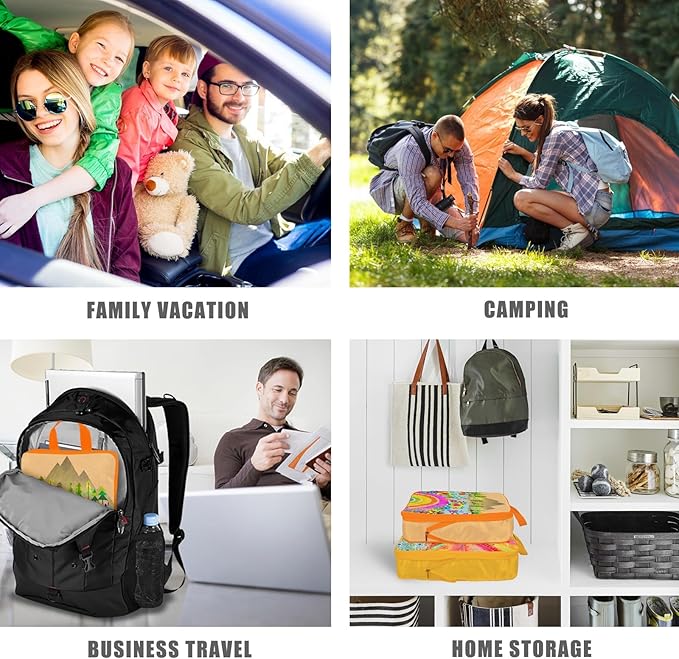 6 Set Packing Cubes Compression Bags for Travel, Floral Packing Organizers for Luggage with Shoe Bags for Packing In Suitcase, Colorful Compression Bags for Storage Trip and Family Vacation