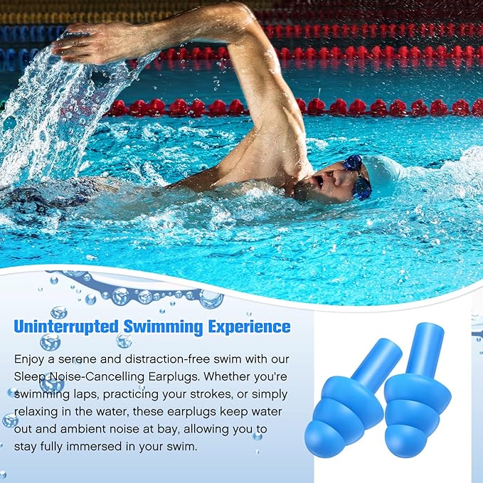 TrelaCo 200 Pairs Silicone Ear Plugs Soft Reusable Waterproof Ear Plugs for Sleeping Noise Swimming Hearing Protection Earplugs Shooting Construction Hunting Music Concerts(Blue)