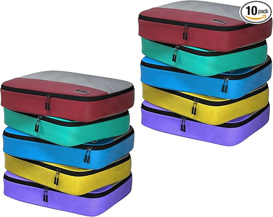 Large Packing Cubes for Travel - 10pc Packing Cubes for Suitcases - Lightweight Luggage Organizer Bags (Non-Compression)
