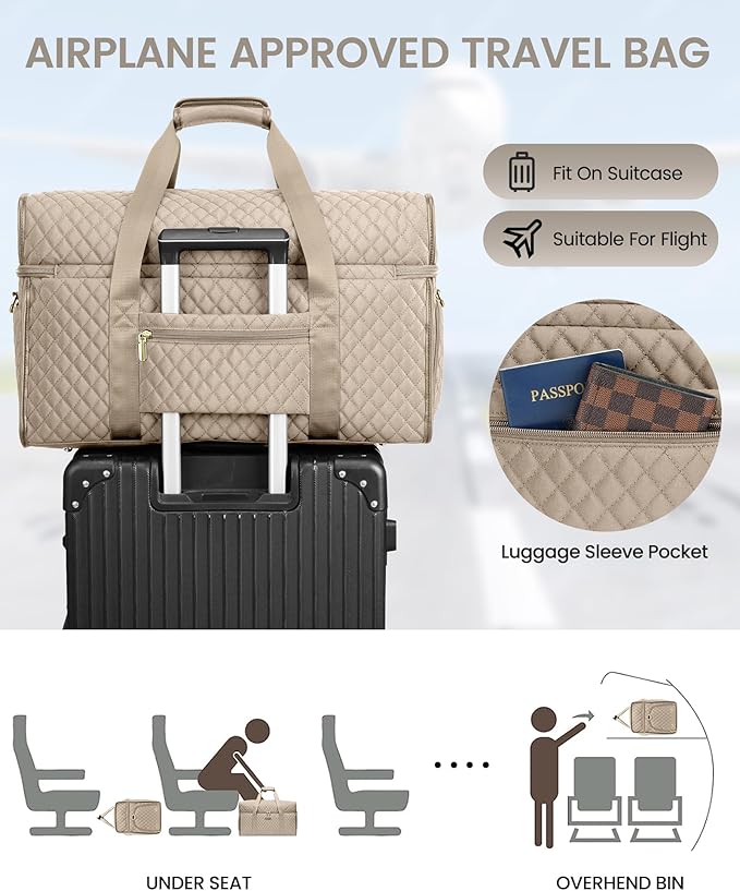 Weekender Travel Duffle Bag for Women: Overnight Bags with Shoe Compartment Carry on Bags for Airplanes with Toiletry Bag Weekend Yoga Gym Bag with Wet Pocket