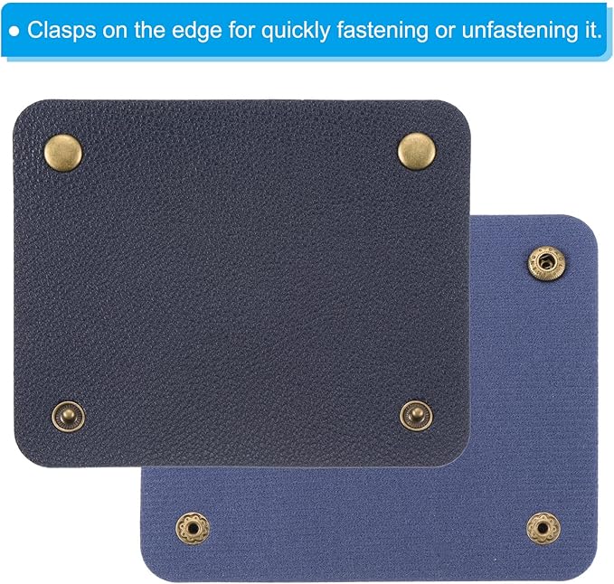PATIKIL Luggage Handle Wrap, 2 Pack PU Handbag Grip Cover Protector Identifier with Clasp for Suitcase Grocery Shopping Bag, Dark Blue