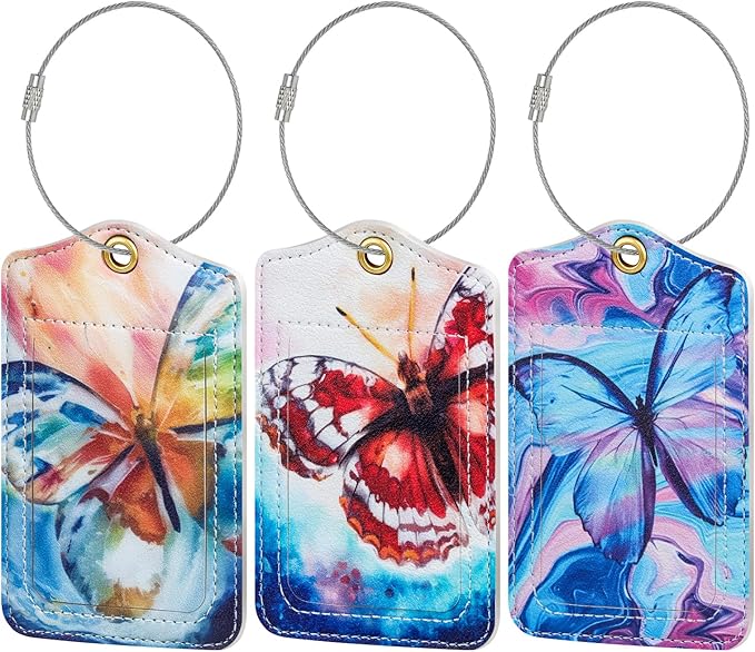 Fishent Luggage Tag, 3 Pack Travel Cruise Luggage Tags for Suitcases, Cute Suitcase Tags Identifiers Bag Tags with Privacy Flap, Baggage Name Tag for Women Men Luggage Backpack Handbag School Bag