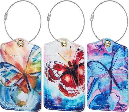 Fishent Luggage Tag, 3 Pack Travel Cruise Luggage Tags for Suitcases, Cute Suitcase Tags Identifiers Bag Tags with Privacy Flap, Baggage Name Tag for Women Men Luggage Backpack Handbag School Bag