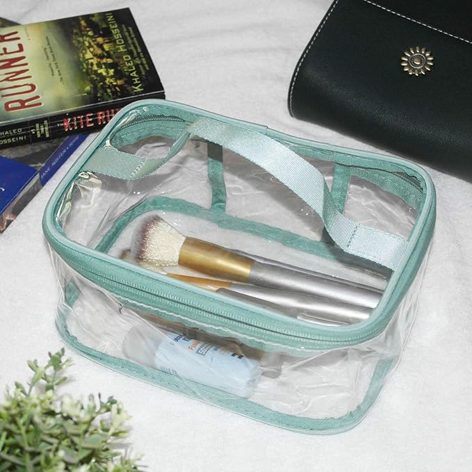 Toiletry Bag Makeup Cosmetic Clear Bag Portable Waterproof Transparent Travel Storage Green