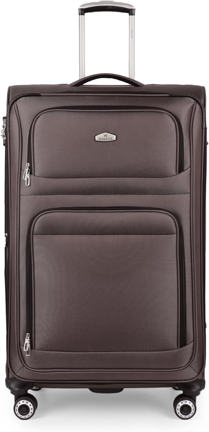 30'' Large Softside Suitcase,Expandable 15% Luggage,w/Double Spinner Wheels w/Combination LOCK,Lightweight Travel Suitcase for Travel（Coffee,30in）