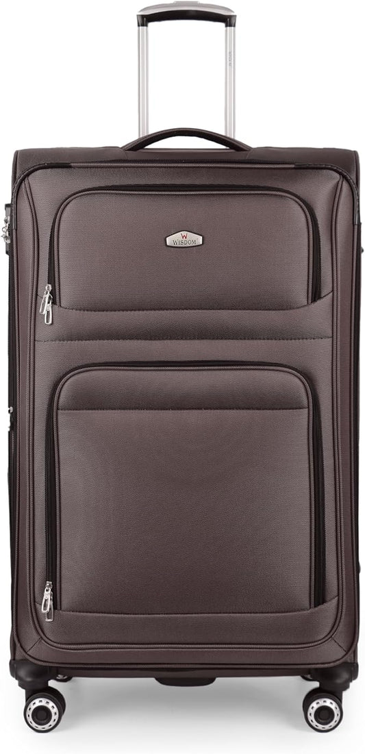 30'' Large Softside Suitcase,Expandable 15% Luggage,w/Double Spinner Wheels w/Combination LOCK,Lightweight Travel Suitcase for Travel（Coffee,30in）