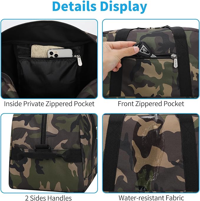 Small Gym Bag 14 inch lightweight Carry On Mini Duffel Bag for Travel Sport - Camo