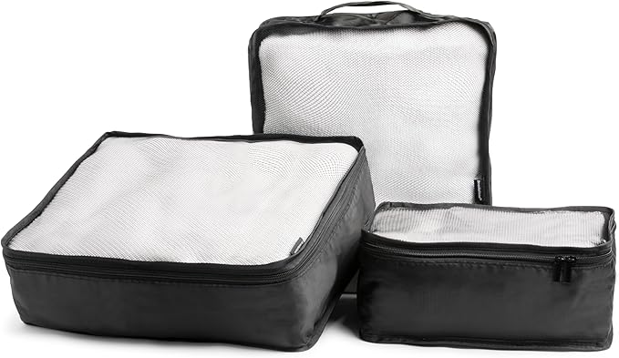 Brookstone Packing Cubes - 6 Piece Compression Packing Cubes for Travel Essentials - Luggage Sets Cube Storage Organizer Bags, Size One Size, Black