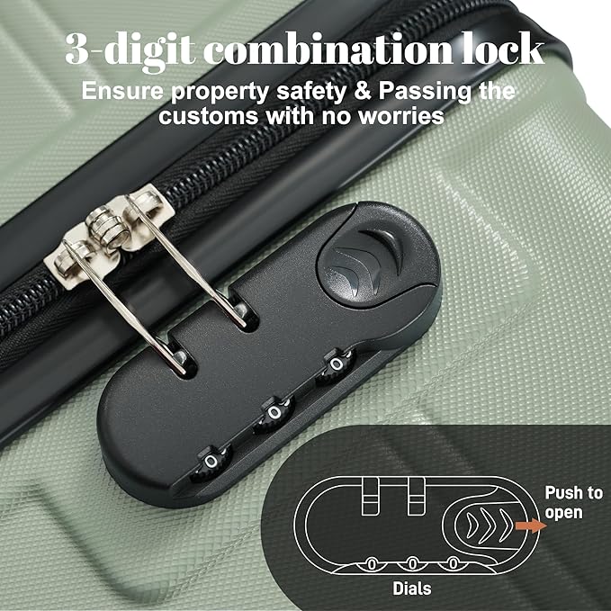 6 Pcs ABS Hardshell Luggage Set Spinner Wheel Suitcase Suitcase