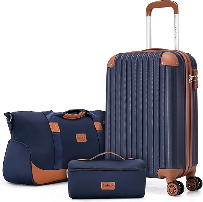 Carry On Luggage Sets 3 Piece, 20 Inch Luggage 22x14x9 Airline Approved with Wheels and TSA Lock, ABS Lightweight Hardshell Travel Suitcase Set with Duffel Bag Travel Bag for Men Women