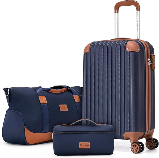 Carry On Luggage Sets 3 Piece, 20 Inch Luggage 22x14x9 Airline Approved with Wheels and TSA Lock, ABS Lightweight Hardshell Travel Suitcase Set with Duffel Bag Travel Bag for Men Women