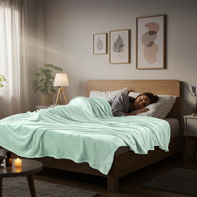 Utopia Bedding Fleece Blanket King Size Mint Green (90x102 Inches) Ultra Soft Warm Lightweight Microfiber Breathable Anti-Static Cozy Bed Blanket, All-Season Home Decor Gift for Men & Women