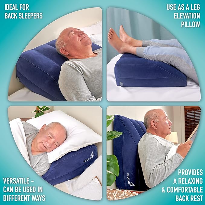 Circa Air Inflatable Leg Elevation Pillows for Swelling and Edema Relief, Travel Wedge Pillow for Legs, Foot Ankle Knee and Lower Back Pain Support, After Surgery Products