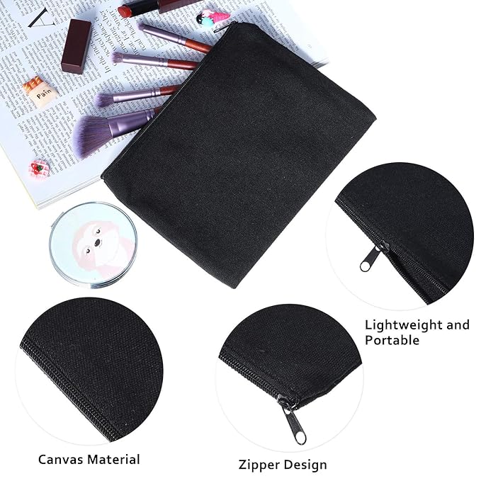 Frienda 12 Pieces Canvas Cosmetic Bag Multipurpose Cosmetic Pouch Zipper Makeup Bags Blank Make Up Purse for Women Travel Organize Storage, Multi Sizes