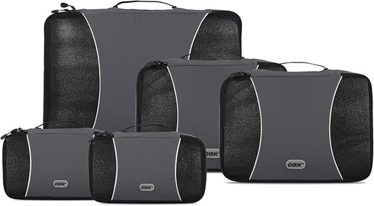 GOX Ultra Light 5 piece Packing Cubes Travel Luggage Organizer 1 Large 2 Medium 2 Small