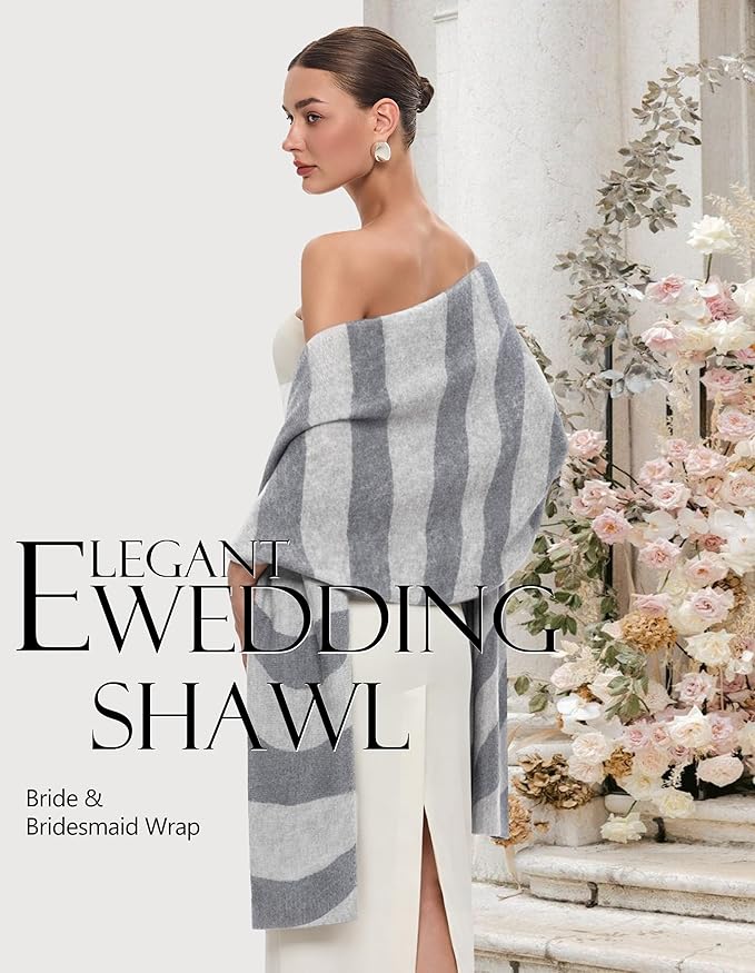 PULI Women's Pashmina Shawl Wraps for Evening Dress Large Scarf Blanket Long Wedding Bridal Winter Warm Shoulder Wrap