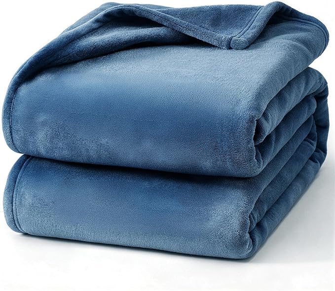 Hansleep Fleece Mineral Blue King Blanket, Flannel Fuzzy Plush Cozy Blanket for All Seasons, Mineral Blue, King 90x108 Inches