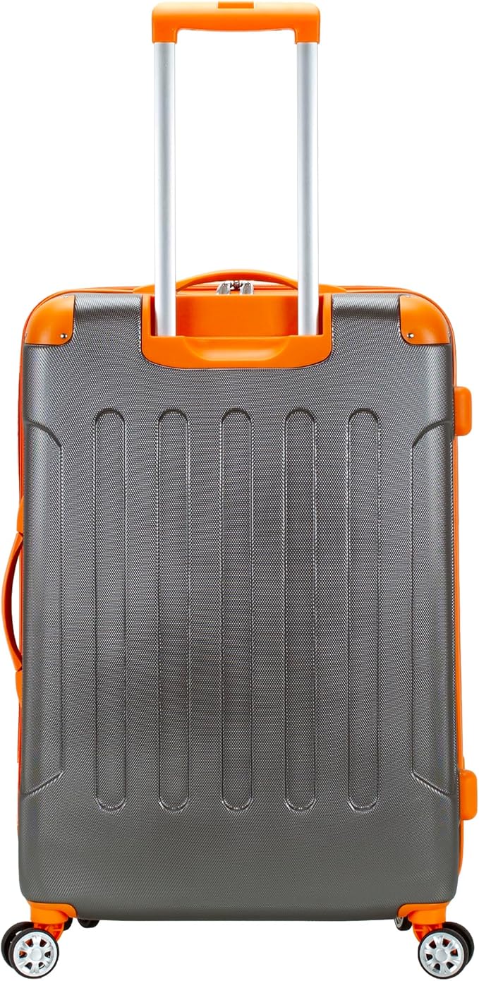 Rockland London Hardside Expandable Spinner Wheel Luggage, Charcoal, Checked-Large 28-Inch
