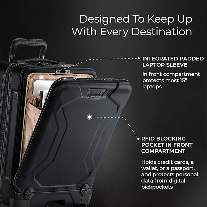 Briggs & Riley Domestic 22" Carry On Spinner - Luggage for Travel, Suitcases with Wheels, Hardside Rolling Bag for Men & Women, Self-Repairing Zipper - Torq Collection, Stealth Black