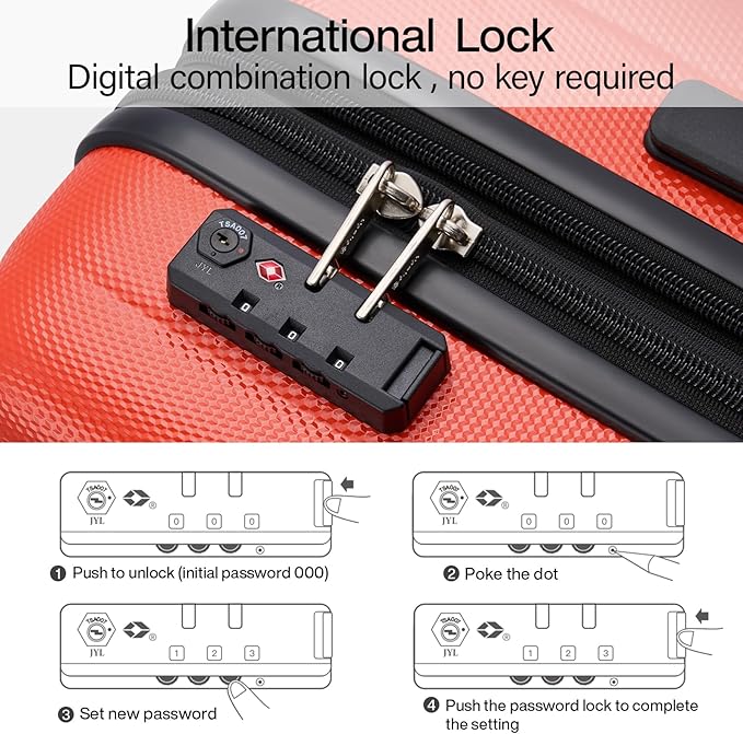 Hanke Expandable Hard Shell Luggage Sets 2 piece Carry on Luggage with Wheels Suitcases Lightweight Checked TSA Luggage Rolling Large Suitcase Travel Luggage Bag Woman Men 20/29 Inch(Orange)