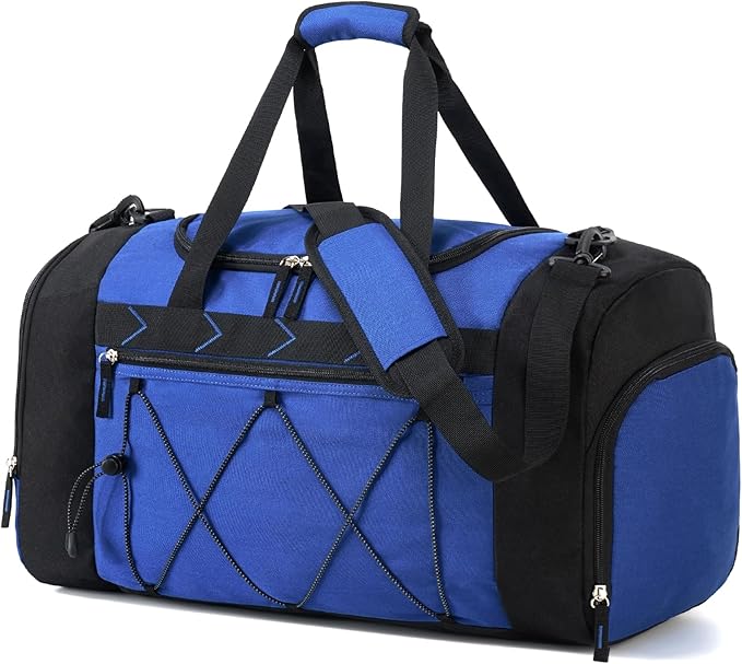 Vorspack Gym Bag for Men - 21 Inches Duffle Bag for Travel Water-resistant Travel Bag with Shoe Compartment Wet Pocket Duffel Bag for Gym Sports Travel Weekender Overnight - Blue