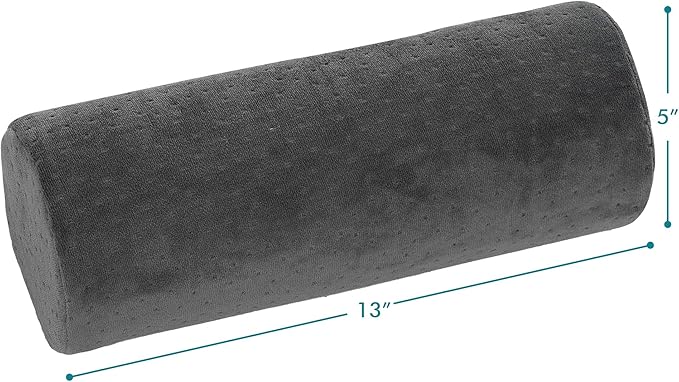 AllSett Health Round Cervical Roll Cylinder Bolster Pillow with Removable Washable Cover, Ergonomically Designed for Head, Neck, Back, and Legs, Grey | 13" X 5"