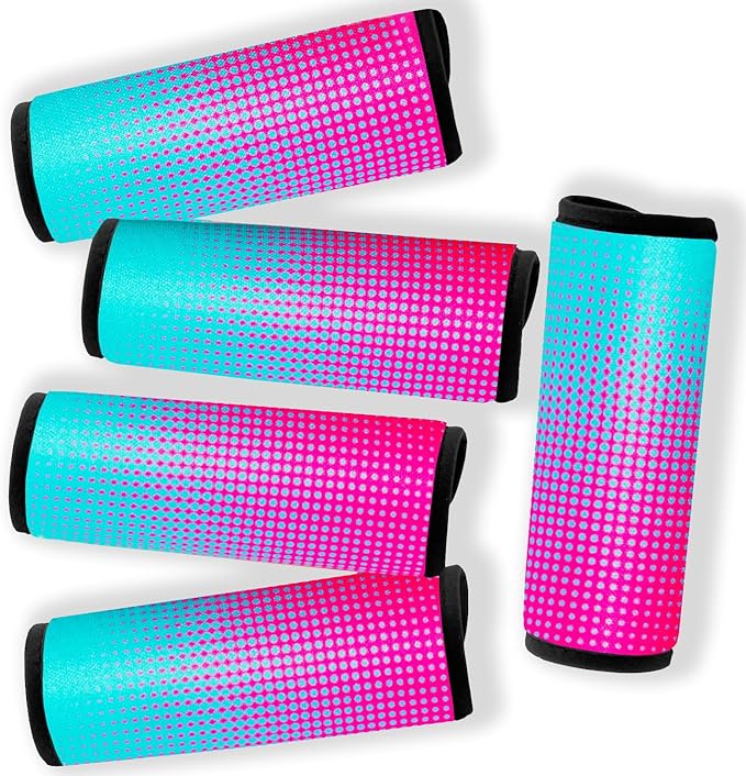 5 Pack Neoprene Luggage Handle Wraps Bright Luggage Tags/Identifiers/Marker/Grips Travel Accessories for Airplane/Flying/Luggage (Gradient Dot)