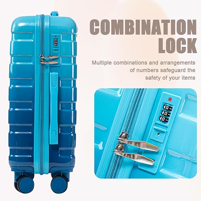 Hardside Luggage, Lightweight Durable Suitcases with Spinner Wheels Navy(horizontal stripe)