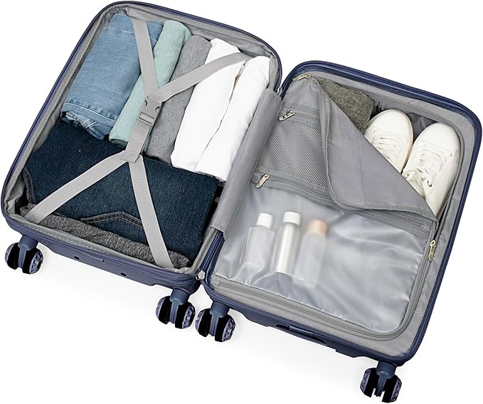 Traveler's Choice Elm 21" Carry-on Expandable Spinner Luggage Set - Matte Navy