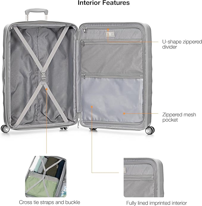 Traveler's Choice Elm Expandable Spinner Luggage, Matte Silver, 2 Piece Set
