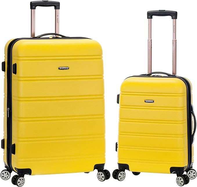 Rockland Melbourne Hardside Expandable Spinner Wheel Luggage, Yellow, 2 Piece (20"/28")