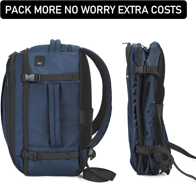 ECOHUB Travel Backpack 18x14x8 Spirit Airlines Personal Item Bag Carry On Backpack 13 Pockets Large Work Casual Daypack for men Airline Approved Waterproof Gym Backpack with Charging Port, Blue