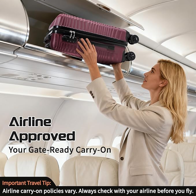 Luggage Sets 3 Piece, ABS Suitcase Set (20/24/28), Hardside luggage with Spinner Wheels, Travel Luggage, 14x8x9 Airline Approved Carry on, Lightweight Luggage with High-Security Lock
