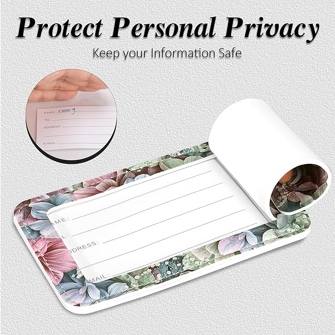 Luggage Tags for Suitcases, 2 Pack Cute PU Leather Luggage Tag TSA Approved with Stainless Steel Loop and Address Card Baggage Tag for Travel&Hotel Stays&Cruise Ships&Shipping and Mailing