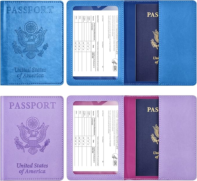 Eoehro Passport Holder for Travel Essentials-2Pack, Passport Wallet Cover Case for Travel Must Haves Accessories,Passport Book Holders for Women and Men
