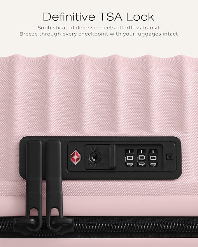 Coolife Luggage Suitcases Hardside Lightweight: Durable PC Expandable Travel 3 Piece Set with Dual Spinner Wheels & TSA Lock, 20/24/28 (20" Expandable) (Pink, 3-Piece Set (20/24/28))