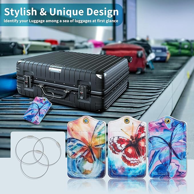 Fishent Luggage Tag, 3 Pack Travel Cruise Luggage Tags for Suitcases, Cute Suitcase Tags Identifiers Bag Tags with Privacy Flap, Baggage Name Tag for Women Men Luggage Backpack Handbag School Bag
