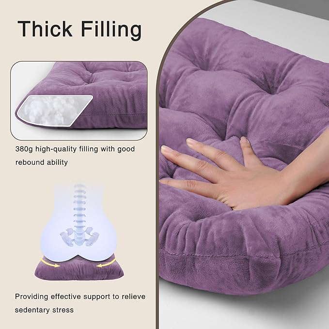 OVOV 4 Pack Chair Cushions for Dining Chairs Soft Seat Cushions for Kitchen Desk Chairs Square Chair Pads with Ties (15.5"x15.5" Purple)