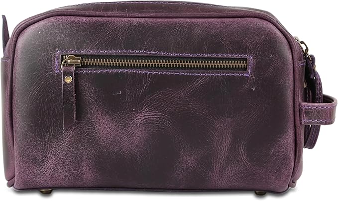 KomalC Travel Toiletry Bag – Premium Leather Dopp Kit for Men & Women with Water-Resistant Lining & Spacious Zippered Organizer