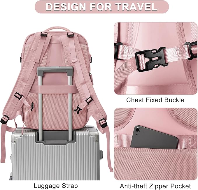 coofay Expandable Travel Backpack For Women Men Airline Approved Personal Item Backpack For Airlines Carry On Backpack Flight Approved Waterproof Backpack For Traveling On Airplane Gym Travel Bag