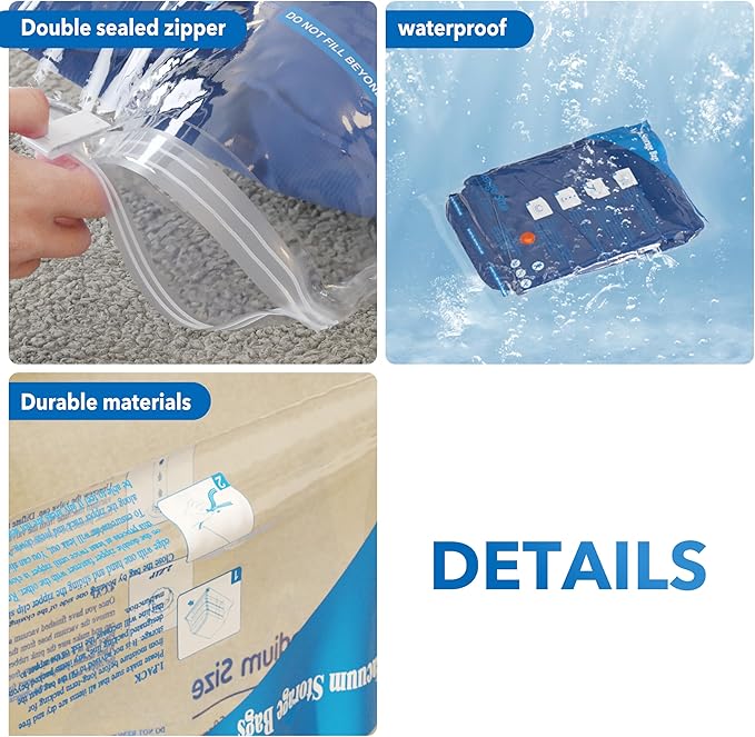 MEIQIHOME Vacuum Storage Bags, Space Saver Sealer Bags,Vacuum seal bags for clothing, Pillows, Comforters, Blankets, Bedding,Travel,10 Jumbo