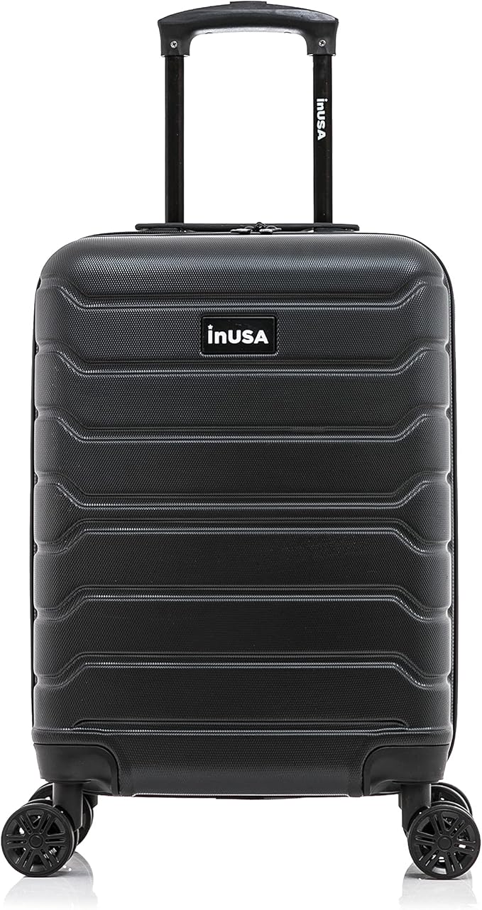 InUSA TREND Luggage with Spinner Wheels | Durable Lightweight Hardshell Suitcase, Travel bag with Handle and Trolley, 20-Inch Carry On Small Luggage | Black