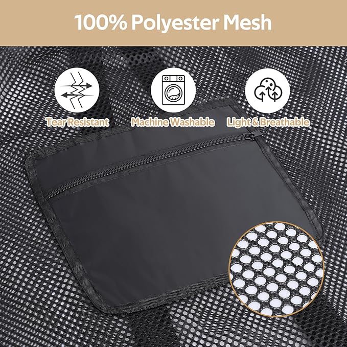 OTraki Laundry Bag Backpack 24x27 Inch Heavy Duty Mesh Laundry Bag Travel Laundry Bags for Dirty with Pocket & Adjustable Shoulder Straps Machine Washable Don't Drying, Melting 140-176℉