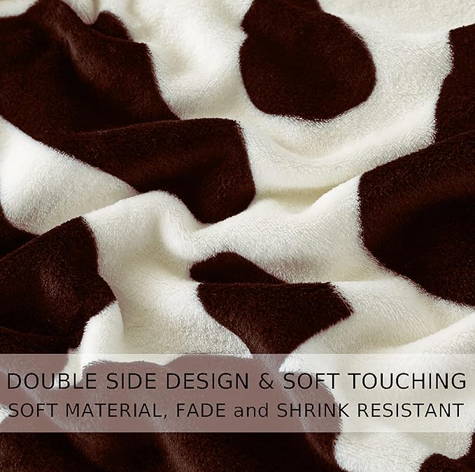 Fleece Cow Print Blanket King Size for All Season - Premium Lightweight Anti-Static Super Soft Cozy Plush Cow Blankets for King/Calking Bed,90" x 108"(Brown Cow)