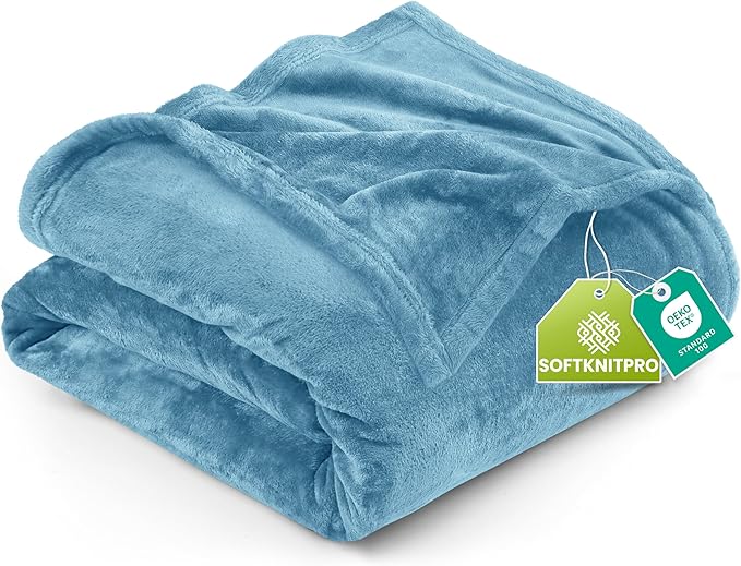 Utopia Bedding Fleece Blanket Twin Size Washed Blue 300GSM Luxury Anti-Static Fuzzy Soft Microfiber Bed Blanket (60x80 Inch)